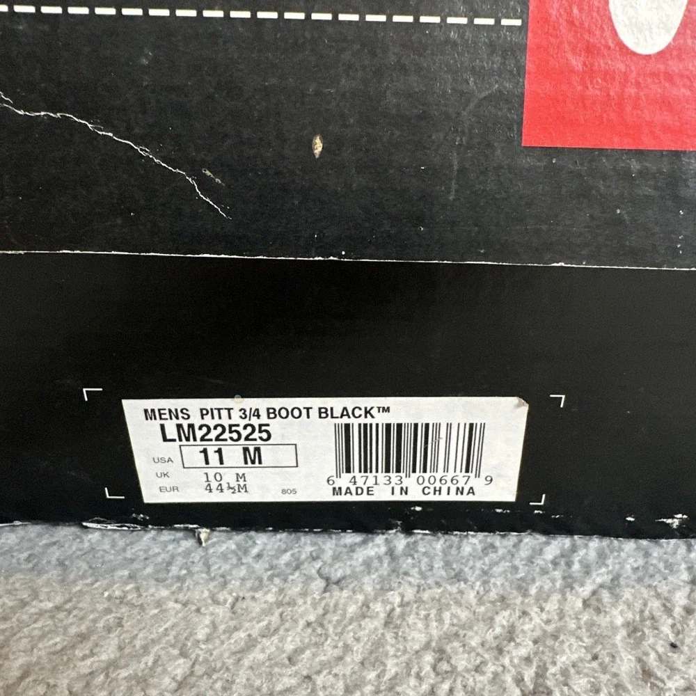 Levi's Pitt 3/4 Boots Men 11 Black Ankle Combat Chukka Hiking Outdoor Shoes